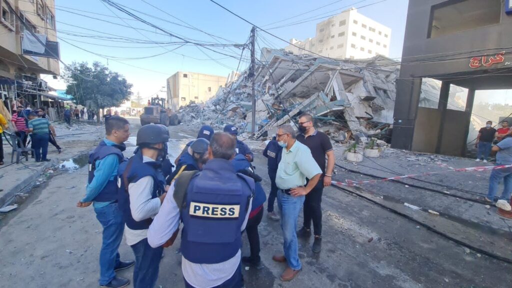 Al-Jalaa tower after shelling