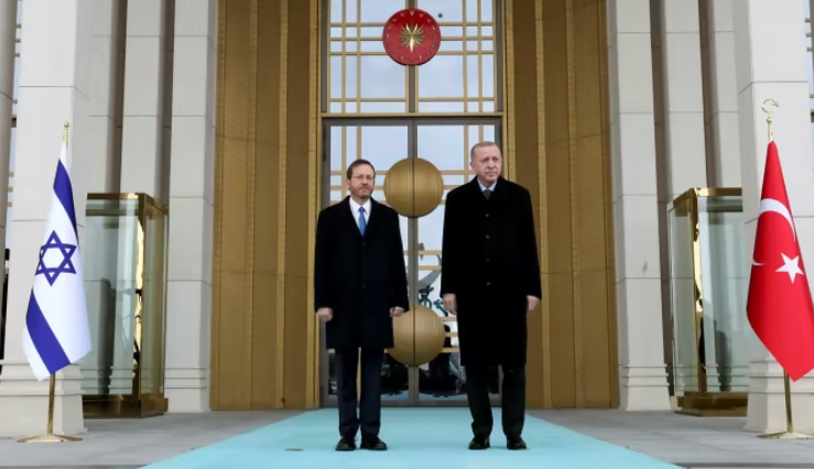 a meeting between isaac herzog and recep tayyip erdogan in ankara
