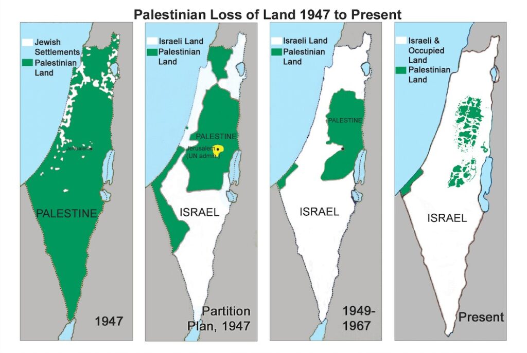 Map illustrates the regions annexed by Israel in Palestine. The Western Hypocrisy of Russia v Israel.