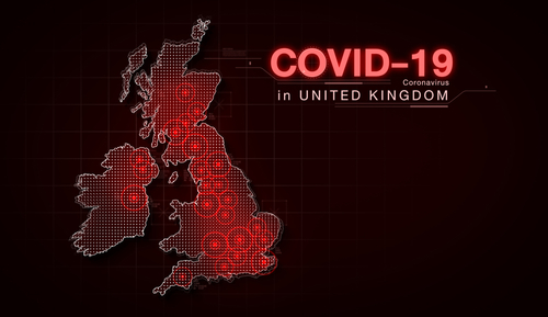 UK map covered with COVID-19